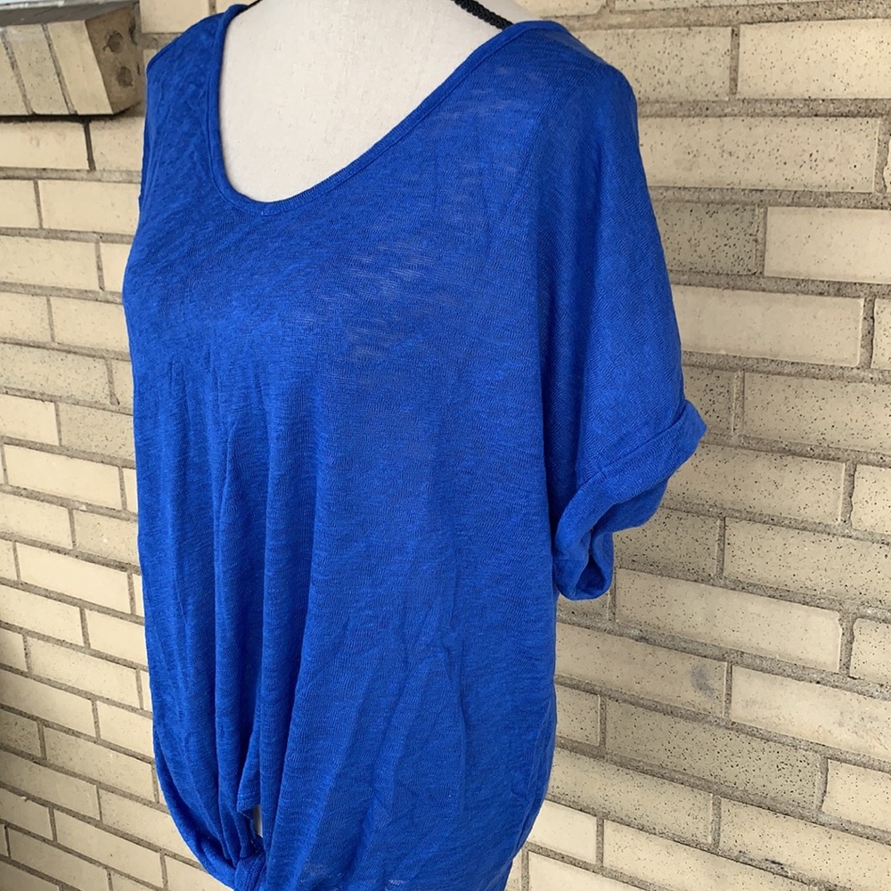 ❌DONATED❌Cherish Royal Blue Cuffed Sleeve Tie Top - Picture 6 of 14